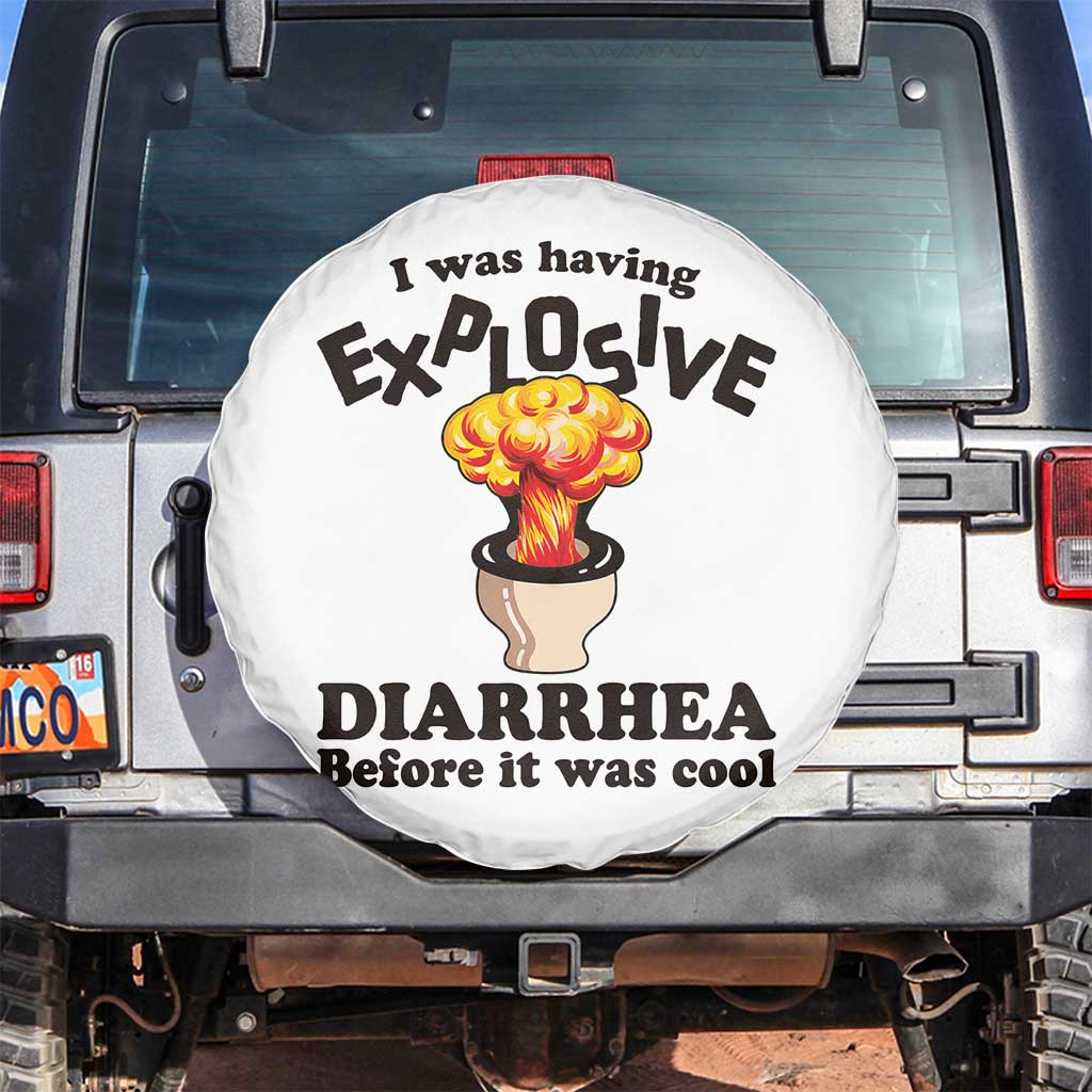 Funny Toilet Mushroom Cloud Gag Graphic Spare Tire Cover I Was Having Explosive Diarrhea Before It Was Cool