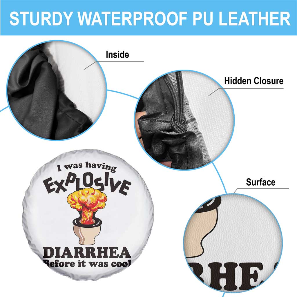 Funny Toilet Mushroom Cloud Gag Graphic Spare Tire Cover I Was Having Explosive Diarrhea Before It Was Cool