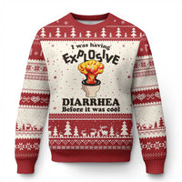 Funny Toilet Mushroom Cloud Gag Graphic Ugly Christmas Sweater I Was Having Explosive Diarrhea Before It Was Cool