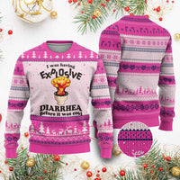 Funny Toilet Mushroom Cloud Gag Graphic Ugly Christmas Sweater I Was Having Explosive Diarrhea Before It Was Cool