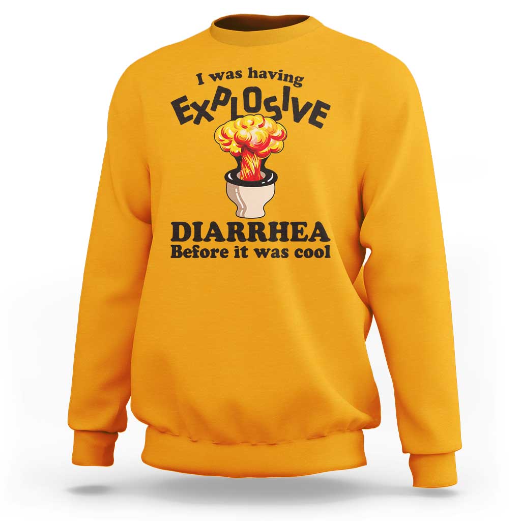 Funny Toilet Mushroom Cloud Gag Graphic Sweatshirt I Was Having Explosive Diarrhea Before It Was Cool