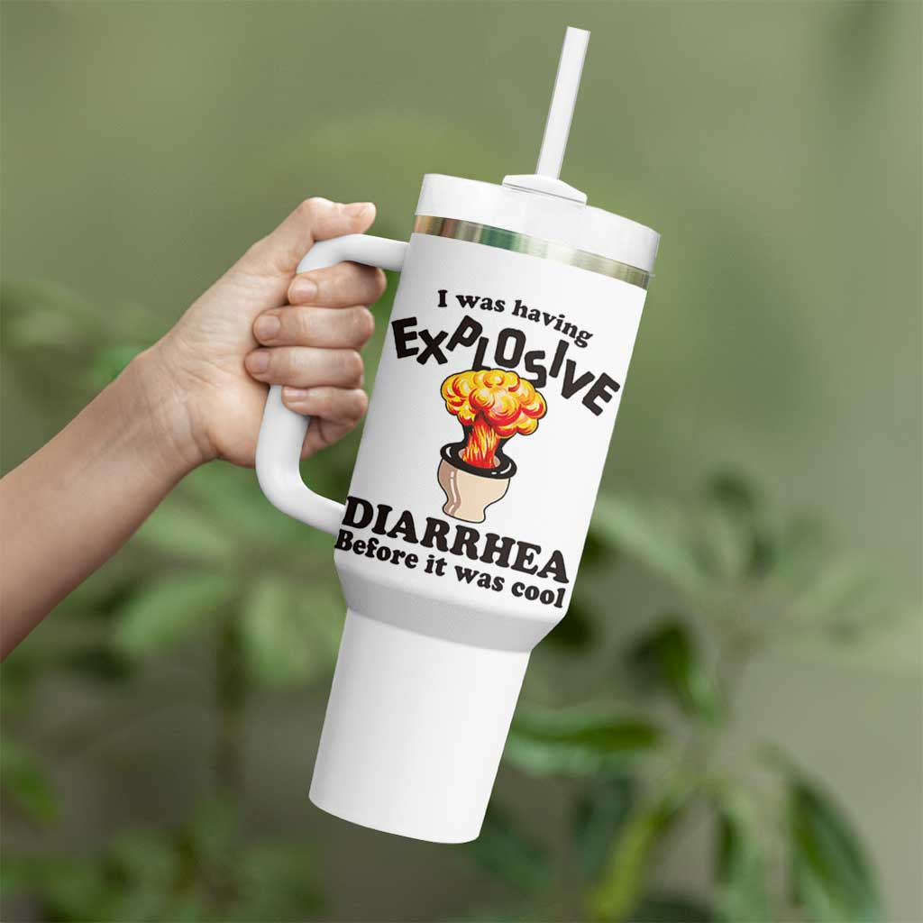 Funny Toilet Mushroom Cloud Gag Graphic Tumbler With Handle I Was Having Explosive Diarrhea Before It Was Cool