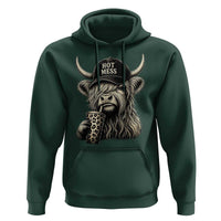 Hot Mess Highland Cow Sipping Iced Coffee Meme Hoodie Funny Sarcastic Everyday Life Country Western Style