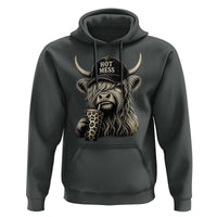 Hot Mess Highland Cow Sipping Iced Coffee Meme Hoodie Funny Sarcastic Everyday Life Country Western Style