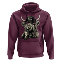 Hot Mess Highland Cow Sipping Iced Coffee Meme Hoodie Funny Sarcastic Everyday Life Country Western Style