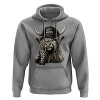 Hot Mess Highland Cow Sipping Iced Coffee Meme Hoodie Funny Sarcastic Everyday Life Country Western Style