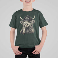 Hot Mess Highland Cow Sipping Iced Coffee Meme T Shirt For Kid Funny Sarcastic Everyday Life Country Western Style