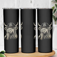 Hot Mess Highland Cow Sipping Iced Coffee Meme Skinny Tumbler Funny Sarcastic Everyday Life Country Western Style