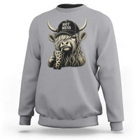Hot Mess Highland Cow Sipping Iced Coffee Meme Sweatshirt Funny Sarcastic Everyday Life Country Western Style