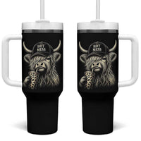 Hot Mess Highland Cow Sipping Iced Coffee Meme Tumbler With Handle Funny Sarcastic Everyday Life Country Western Style