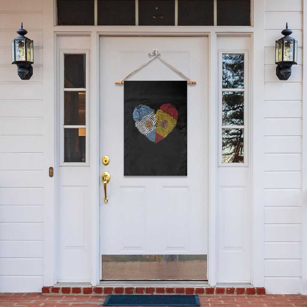 Argentina Spain Flag Mixed Roots Fingerprint Heart Graphic Garden Flag Argentine Spanish Dual Heritage Hispanic Pride Match Day