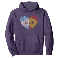 Argentina Spain Flag Mixed Roots Fingerprint Heart Graphic Hoodie Argentine Spanish Dual Heritage Hispanic Pride Match Day