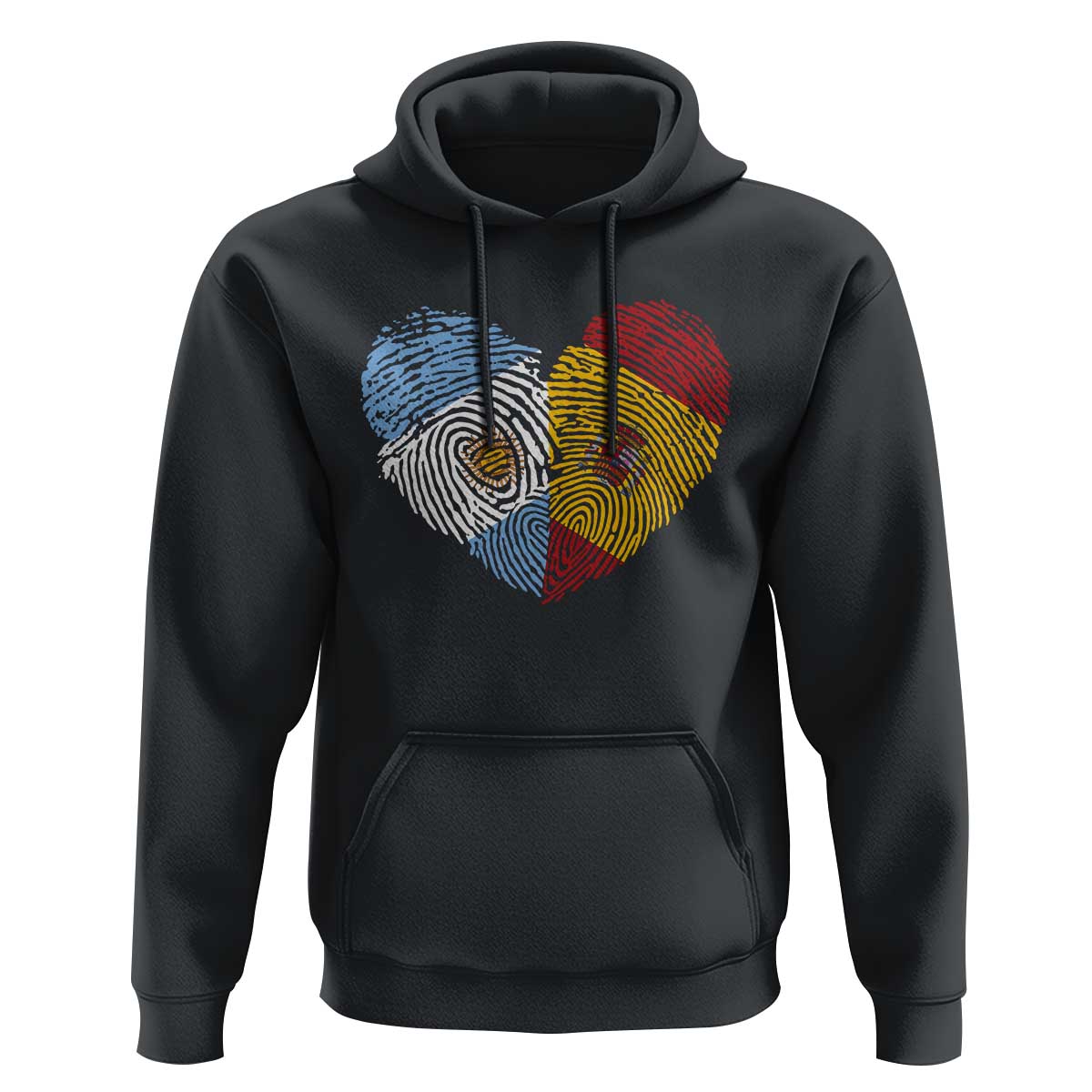 Argentina Spain Flag Mixed Roots Fingerprint Heart Graphic Hoodie Argentine Spanish Dual Heritage Hispanic Pride Match Day TS02