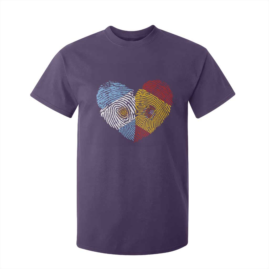 Argentina Spain Flag Mixed Roots Fingerprint Heart Graphic T Shirt For Kid Argentine Spanish Dual Heritage Hispanic Pride Match Day