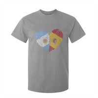 Argentina Spain Flag Mixed Roots Fingerprint Heart Graphic T Shirt For Kid Argentine Spanish Dual Heritage Hispanic Pride Match Day