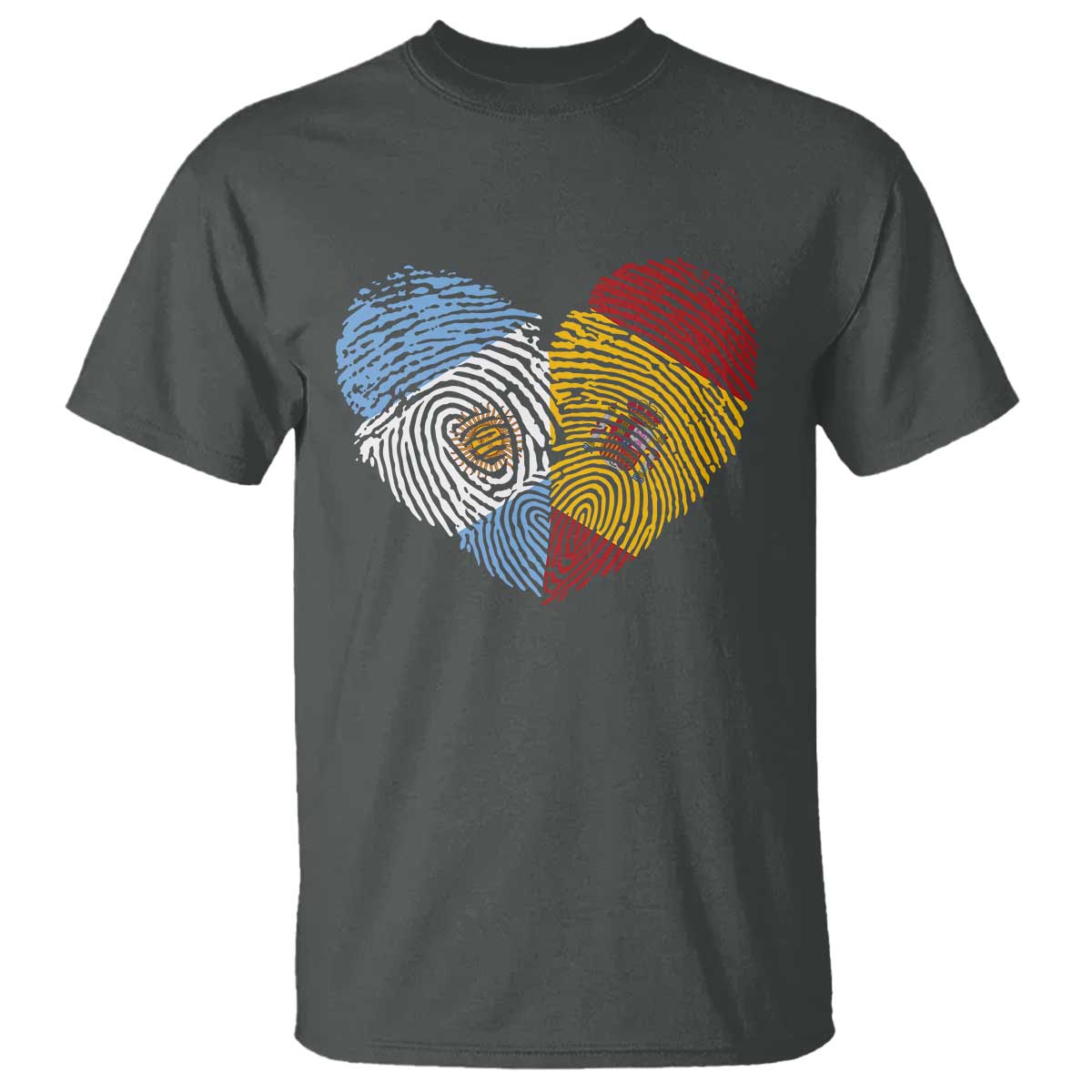 Argentina Spain Flag Mixed Roots Fingerprint Heart Graphic T Shirt Argentine Spanish Dual Heritage Hispanic Pride Match Day