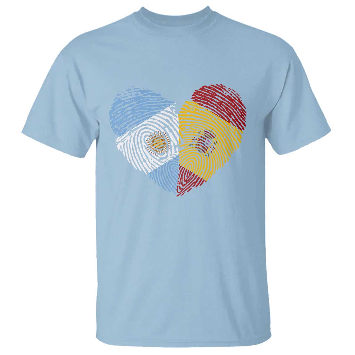 Argentina Spain Flag Mixed Roots Fingerprint Heart Graphic T Shirt Argentine Spanish Dual Heritage Hispanic Pride Match Day
