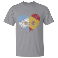 Argentina Spain Flag Mixed Roots Fingerprint Heart Graphic T Shirt Argentine Spanish Dual Heritage Hispanic Pride Match Day