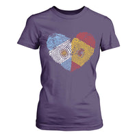 Argentina Spain Flag Mixed Roots Fingerprint Heart Graphic T Shirt For Women Argentine Spanish Dual Heritage Hispanic Pride Match Day