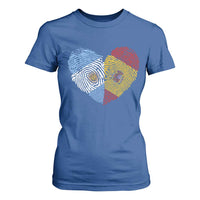 Argentina Spain Flag Mixed Roots Fingerprint Heart Graphic T Shirt For Women Argentine Spanish Dual Heritage Hispanic Pride Match Day