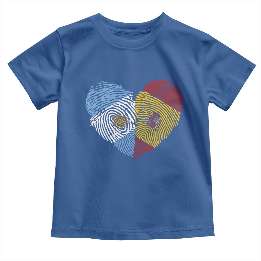 Argentina Spain Flag Mixed Roots Fingerprint Heart Graphic Toddler T Shirt Argentine Spanish Dual Heritage Hispanic Pride Match Day