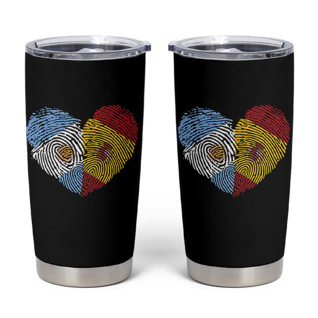 Argentina Spain Flag Mixed Roots Fingerprint Heart Graphic Tumbler Cup Argentine Spanish Dual Heritage Hispanic Pride Match Day