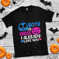 Halloween Gender Reveal T Shirt Boy Or Girl I Already Love You Blue Or Pink Cute Pumpkin Baby Shower - Wonder Print Shop