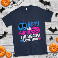 Halloween Gender Reveal T Shirt Boy Or Girl I Already Love You Blue Or Pink Cute Pumpkin Baby Shower - Wonder Print Shop