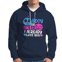 Halloween Gender Reveal Hoodie Boy Or Girl I Already Love You Blue Or Pink Cute Pumpkin Baby Shower - Wonder Print Shop