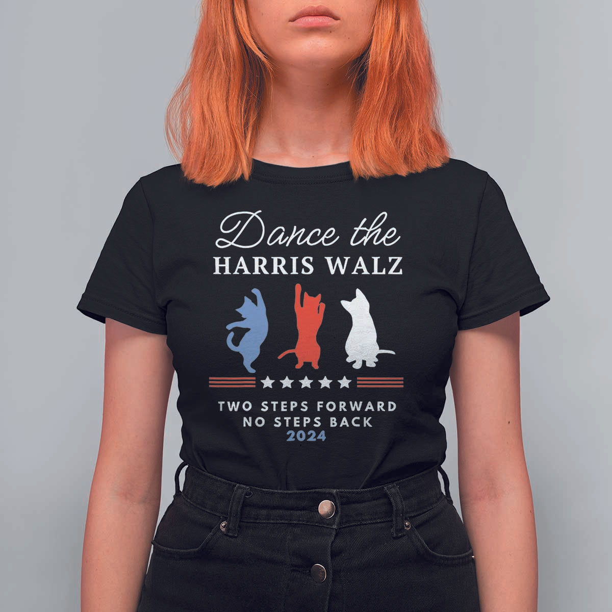 Dance The Harris Walz 2024 T Shirt For Women Two Steps Forward No Steps Back - Wonder Print Shop