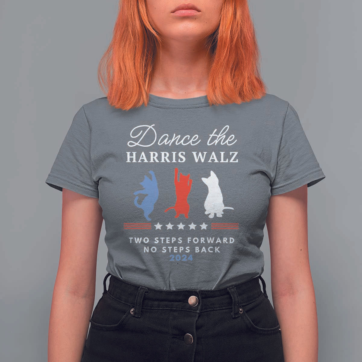 Dance The Harris Walz 2024 T Shirt For Women Two Steps Forward No Steps Back - Wonder Print Shop