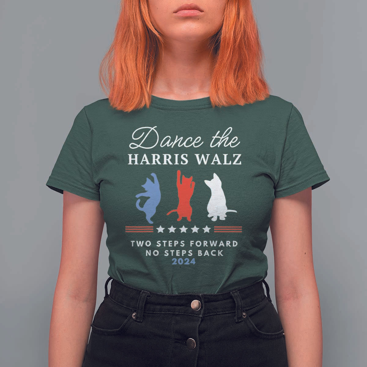 Dance The Harris Walz 2024 T Shirt For Women Two Steps Forward No Steps Back - Wonder Print Shop