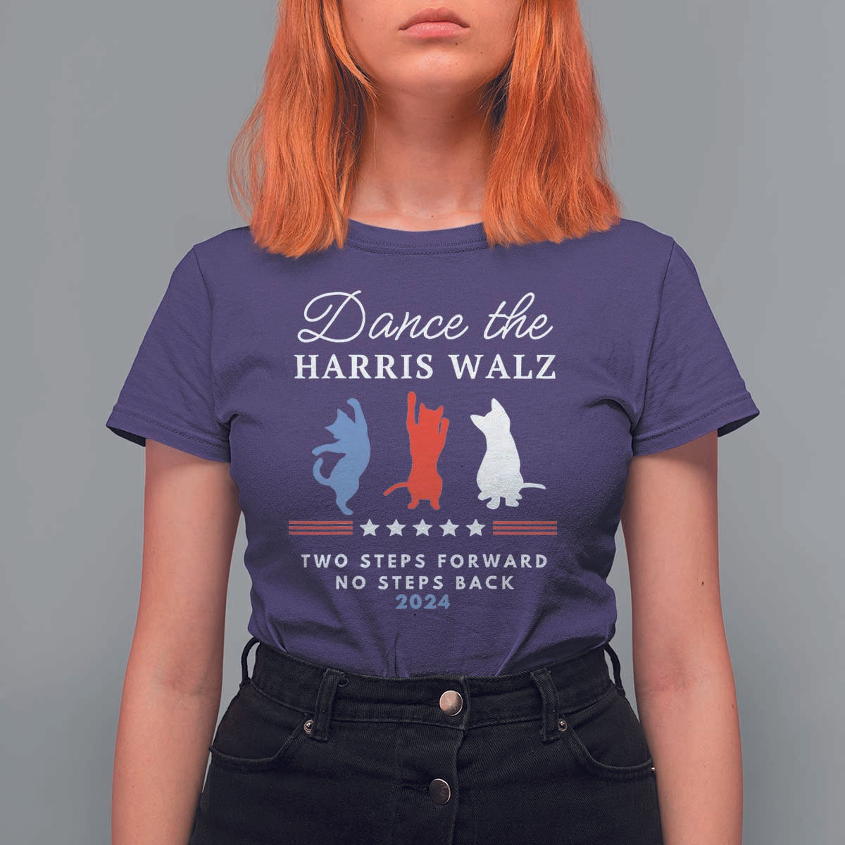 Dance The Harris Walz 2024 T Shirt For Women Two Steps Forward No Steps Back - Wonder Print Shop