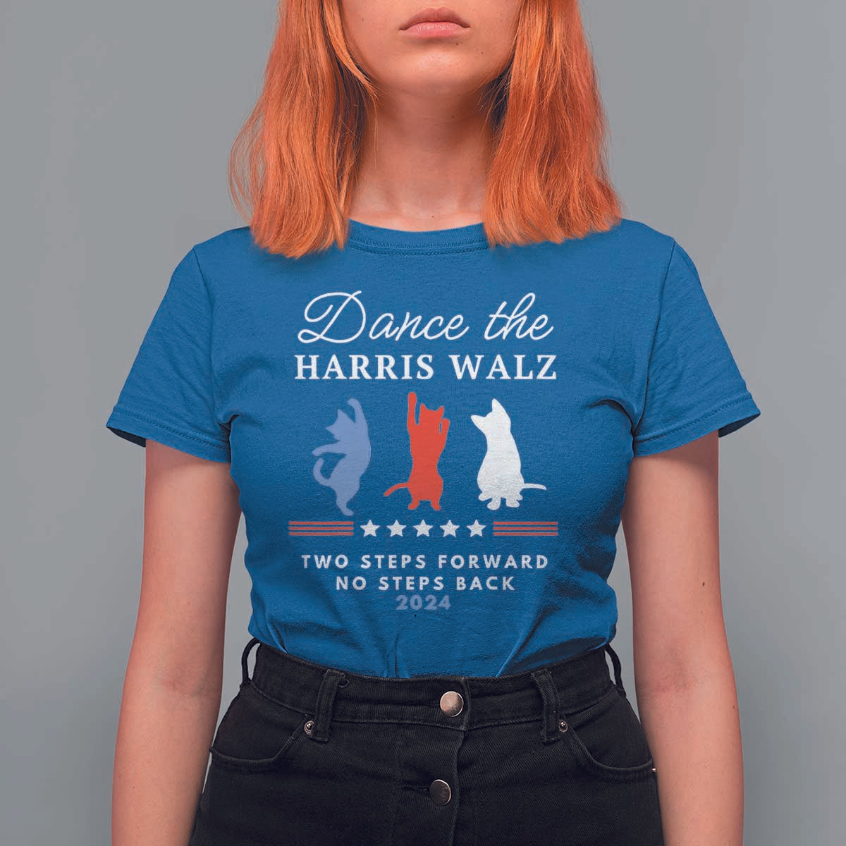 Dance The Harris Walz 2024 T Shirt For Women Two Steps Forward No Steps Back - Wonder Print Shop