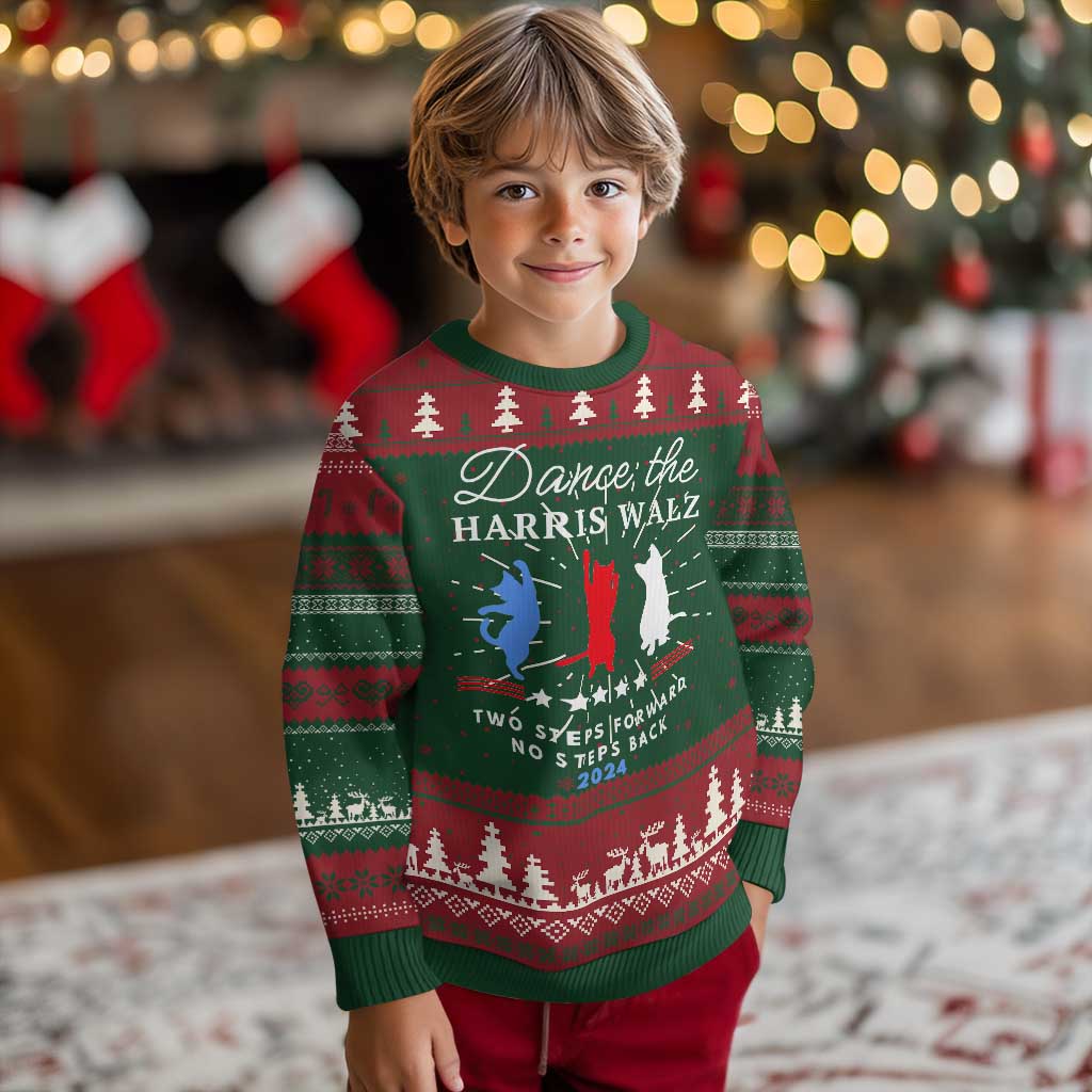 Dance The Harris Walz 2024 Ugly Christmas Sweater Two Steps Forward No Steps Back - Wonder Print Shop