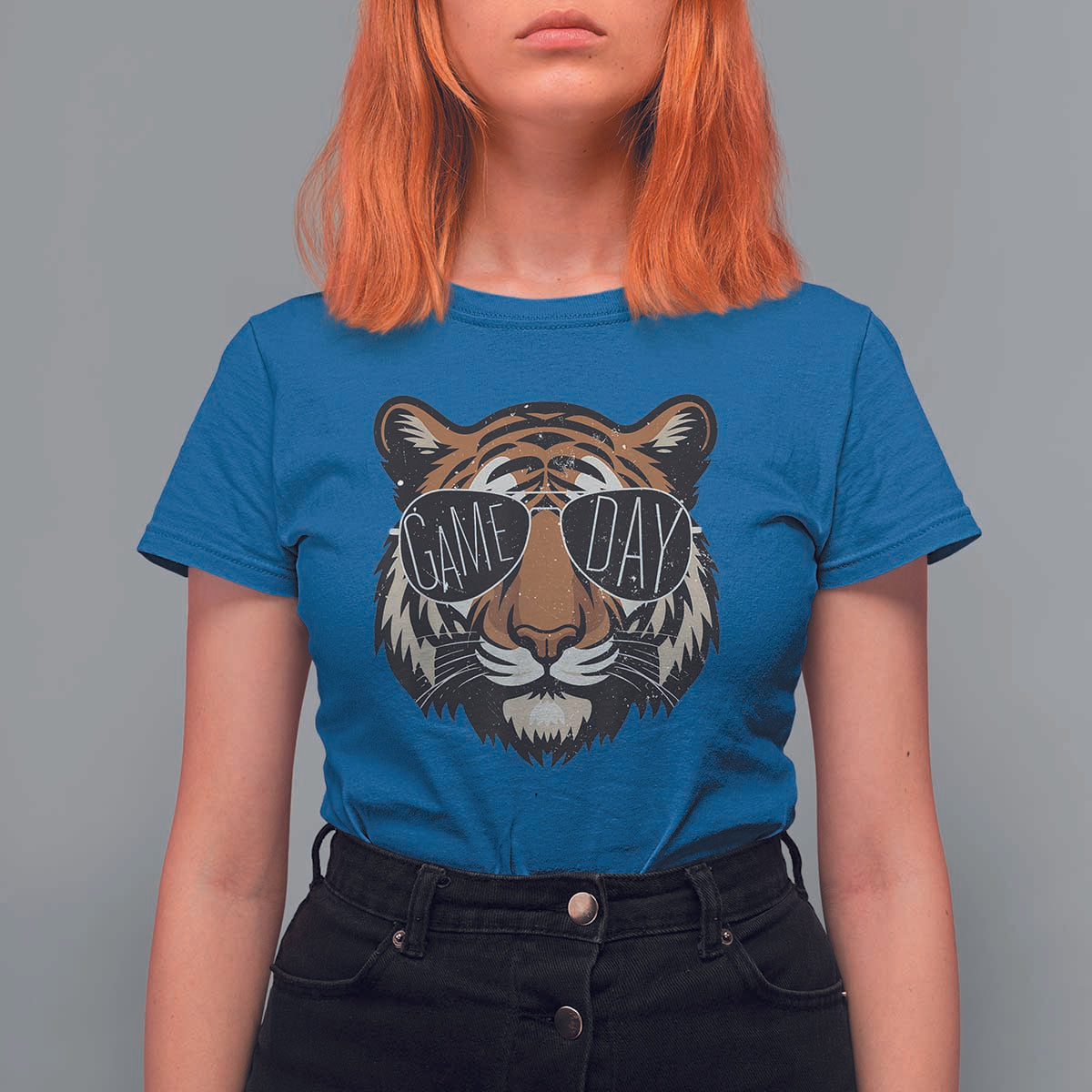 American Football Game Day T Shirt For Women Touchdown Season Cool Tiger - Wonder Print Shop
