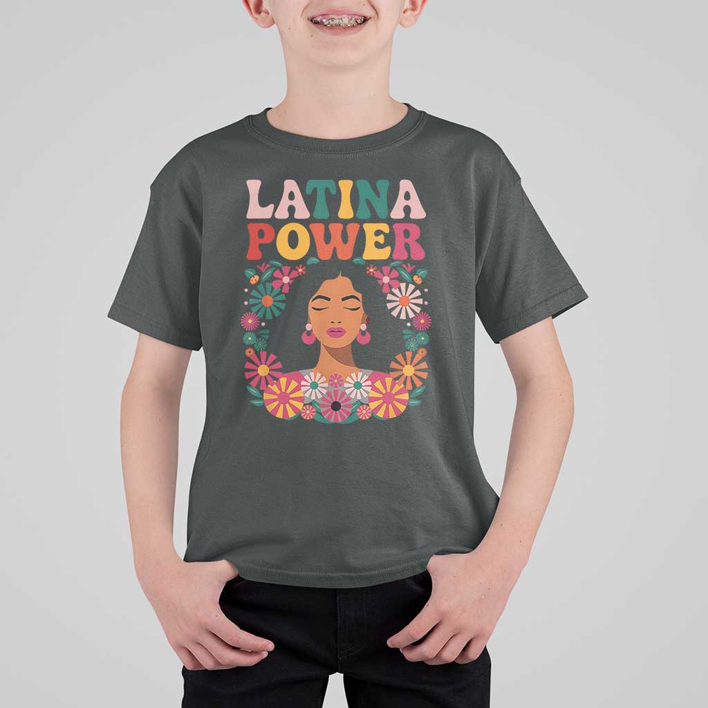 Latina Power T Shirt For Kid Floral Hispanic Heritage - Wonder Print Shop