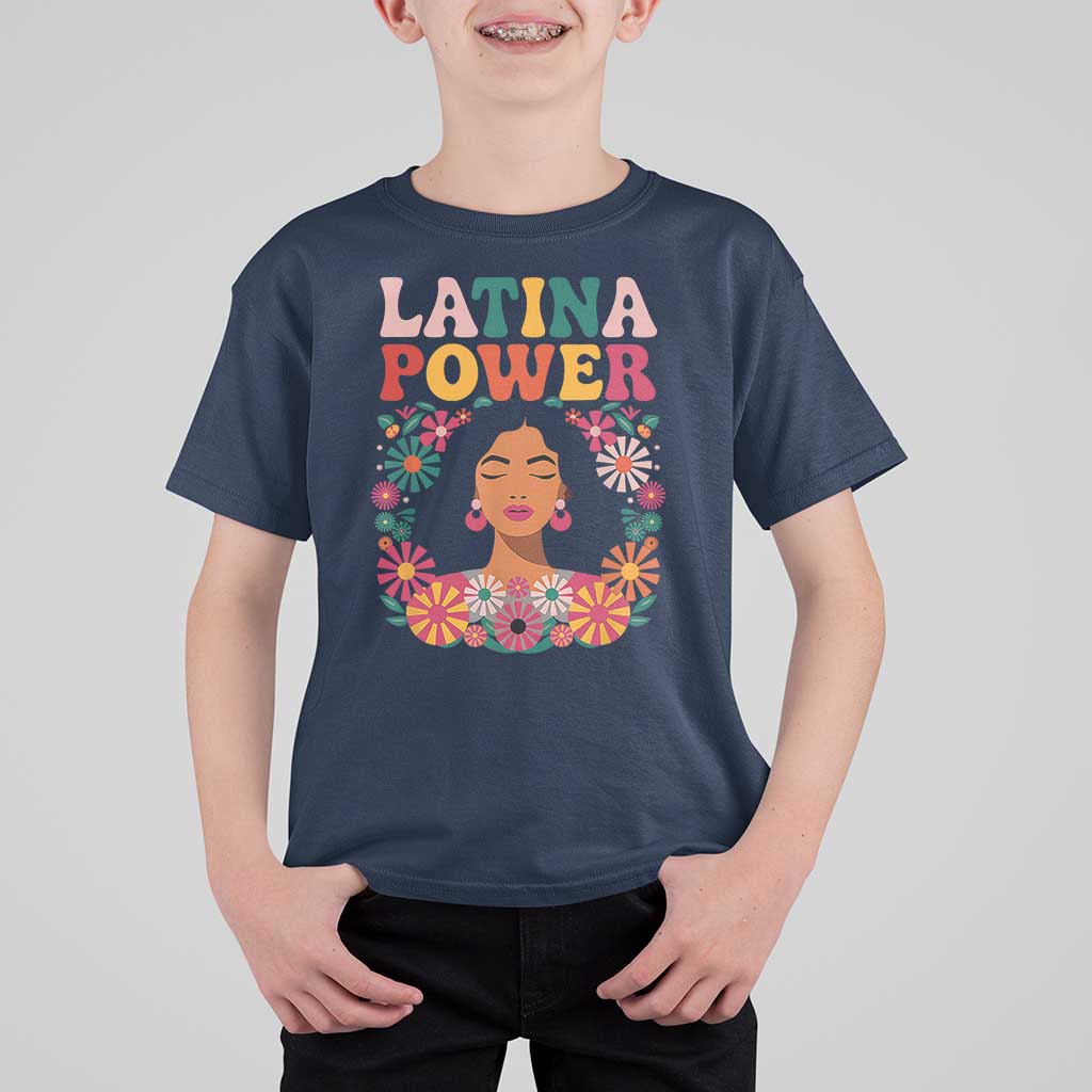 Latina Power T Shirt For Kid Floral Hispanic Heritage - Wonder Print Shop