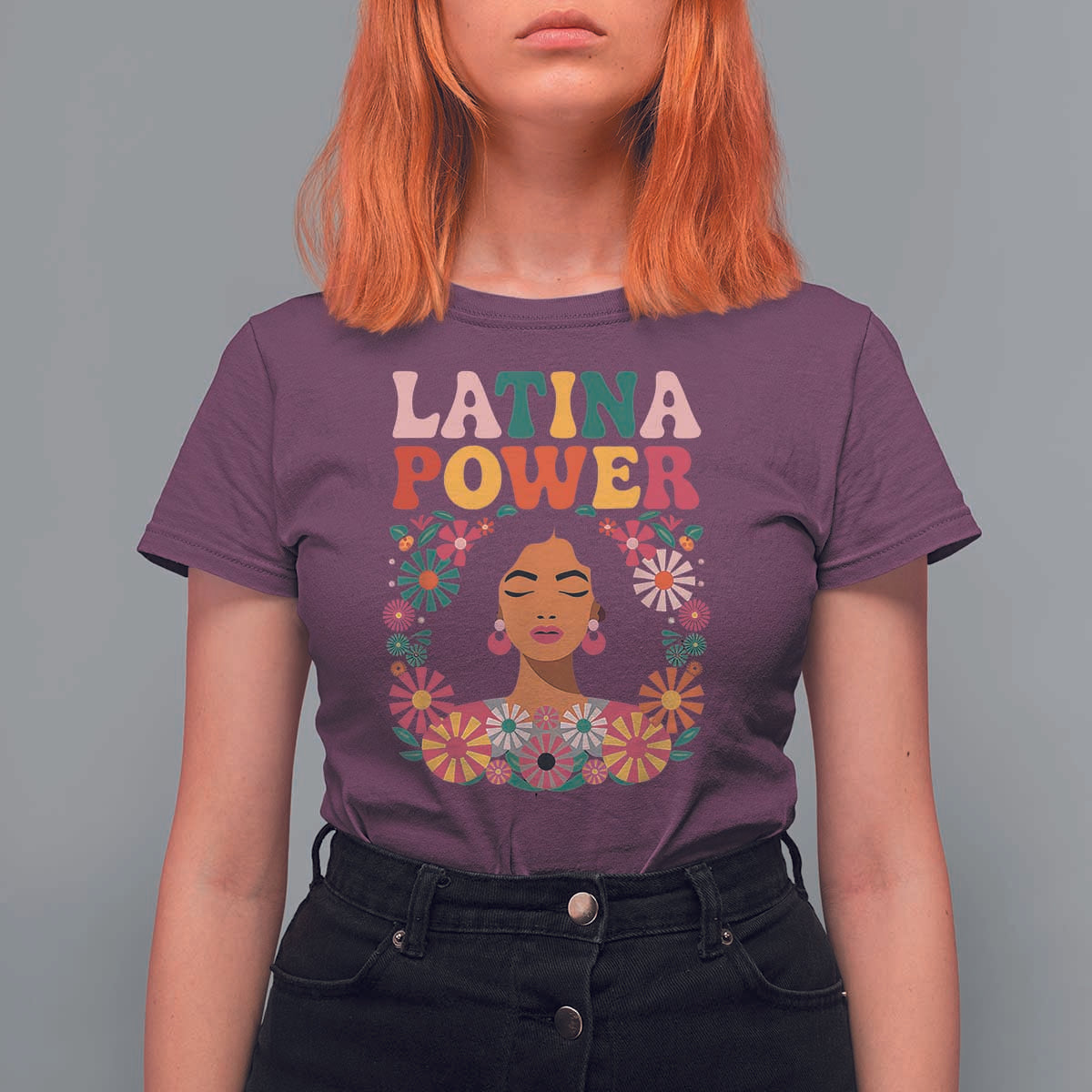 Latina Power T Shirt For Women Floral Hispanic Heritage - Wonder Print Shop