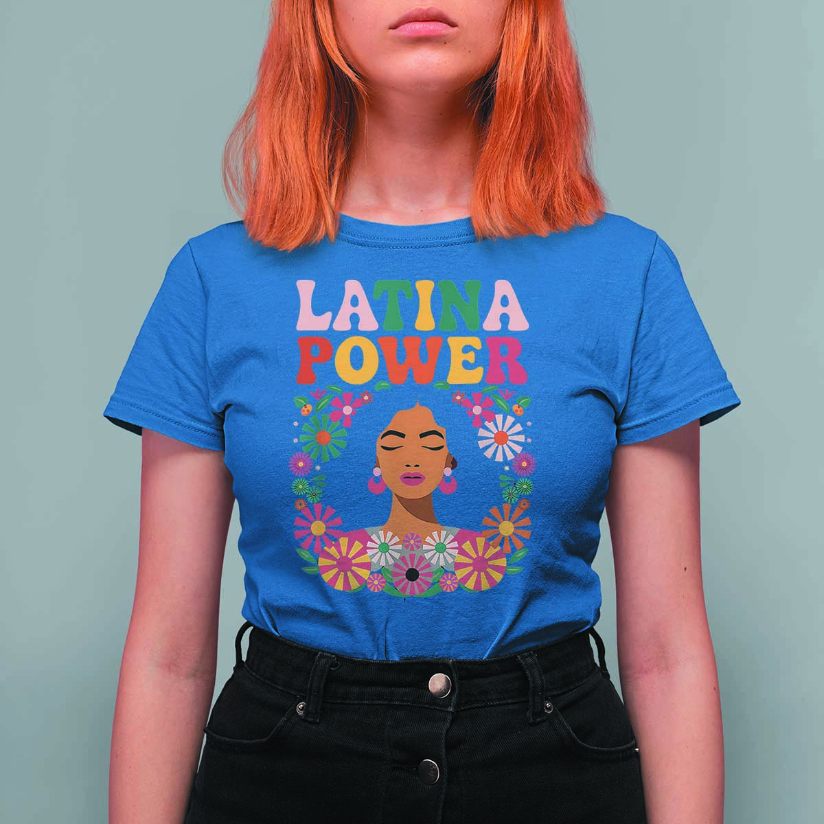 Latina Power T Shirt For Women Floral Hispanic Heritage - Wonder Print Shop