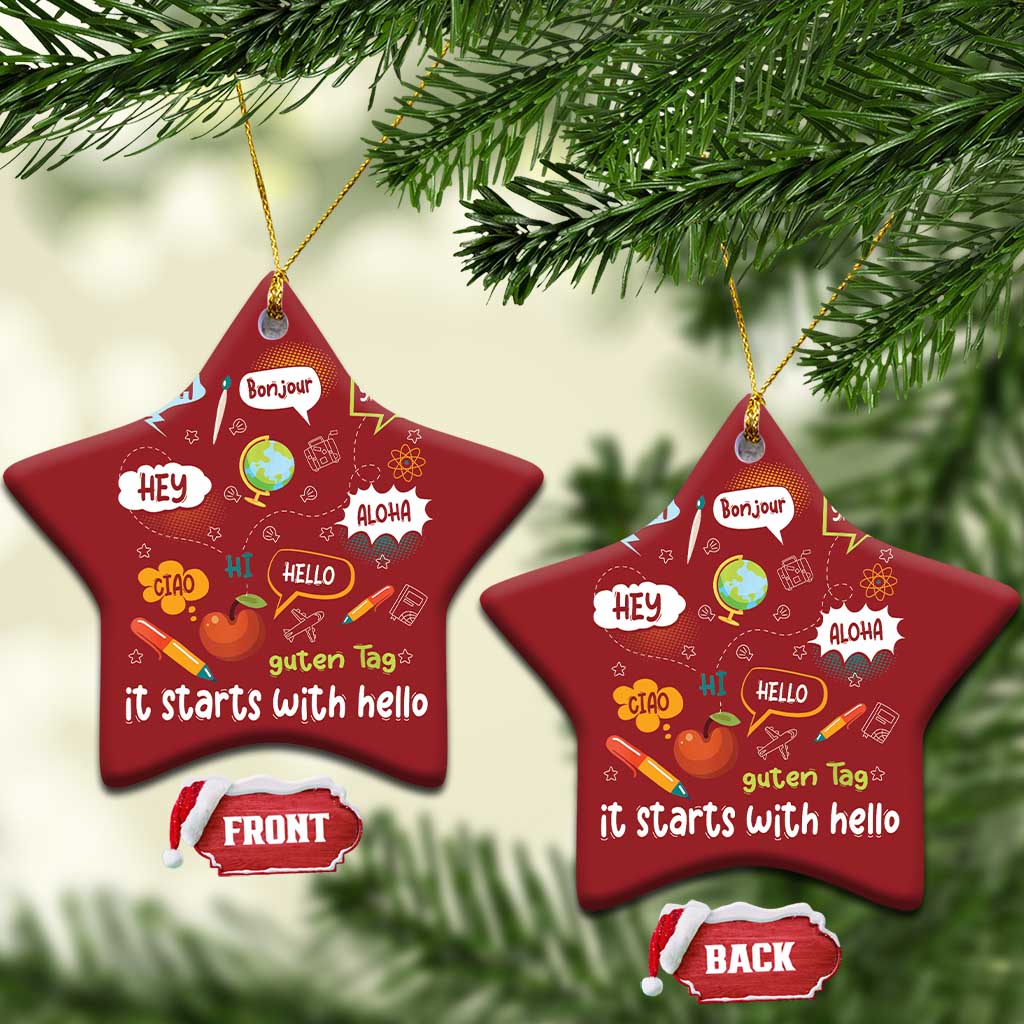 Inclusion Matters Christmas Ornament It Starts With Hello In Languages - Wonder Print Shop