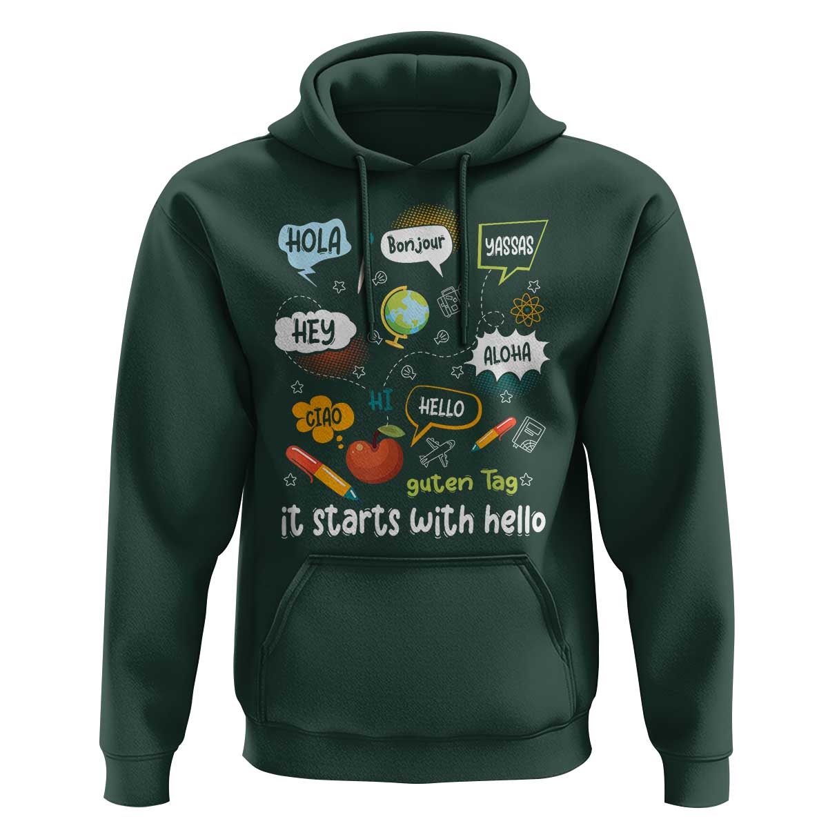 Inclusion Matters Hoodie It Starts With Hello In Languages - Wonder Print Shop