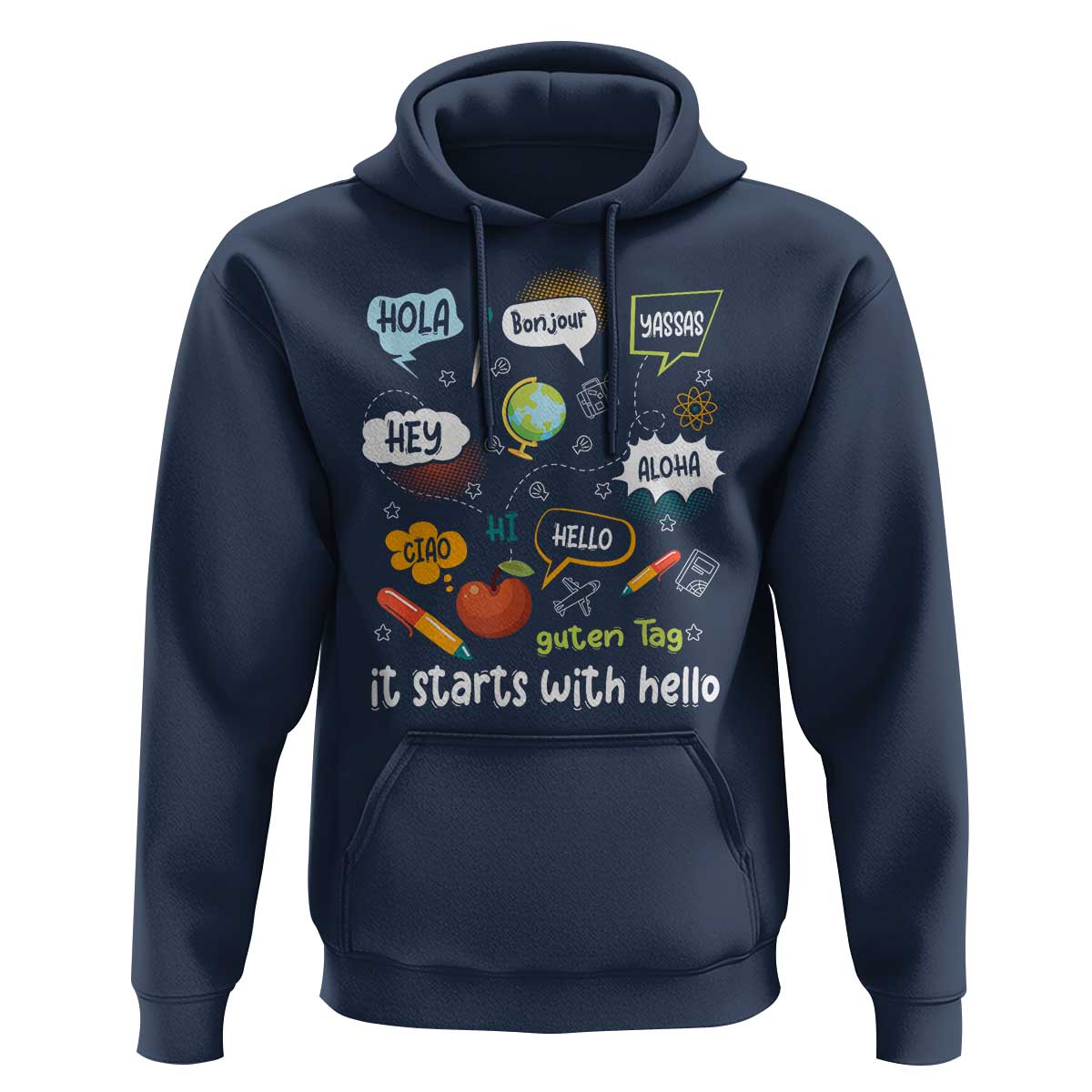 Inclusion Matters Hoodie It Starts With Hello In Languages - Wonder Print Shop