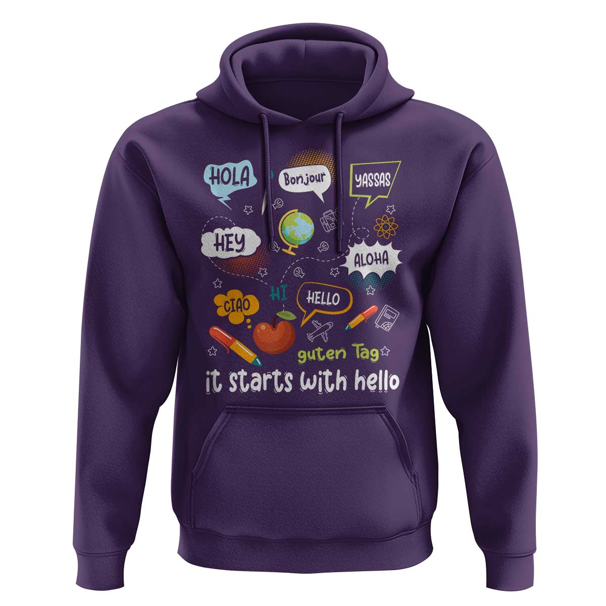 Inclusion Matters Hoodie It Starts With Hello In Languages - Wonder Print Shop