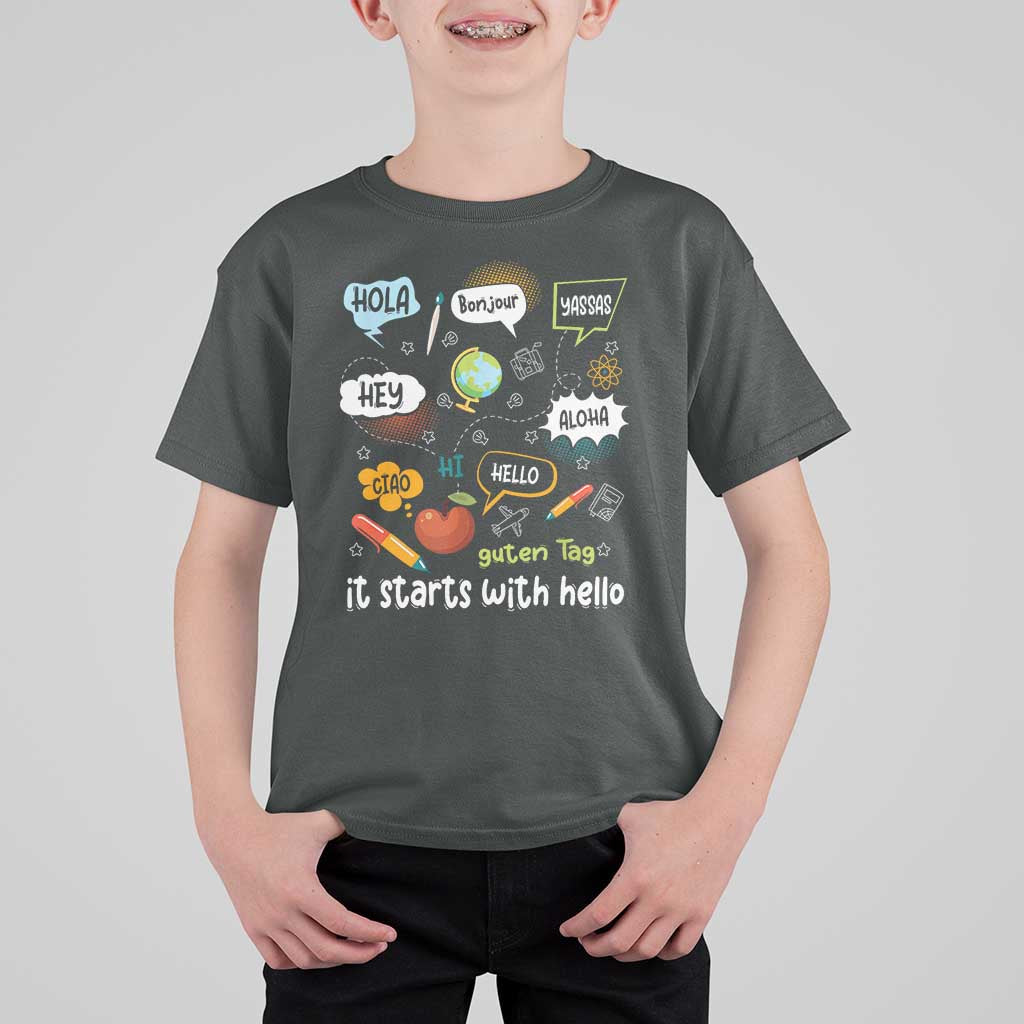 Inclusion Matters T Shirt For Kid It Starts With Hello In Languages - Wonder Print Shop