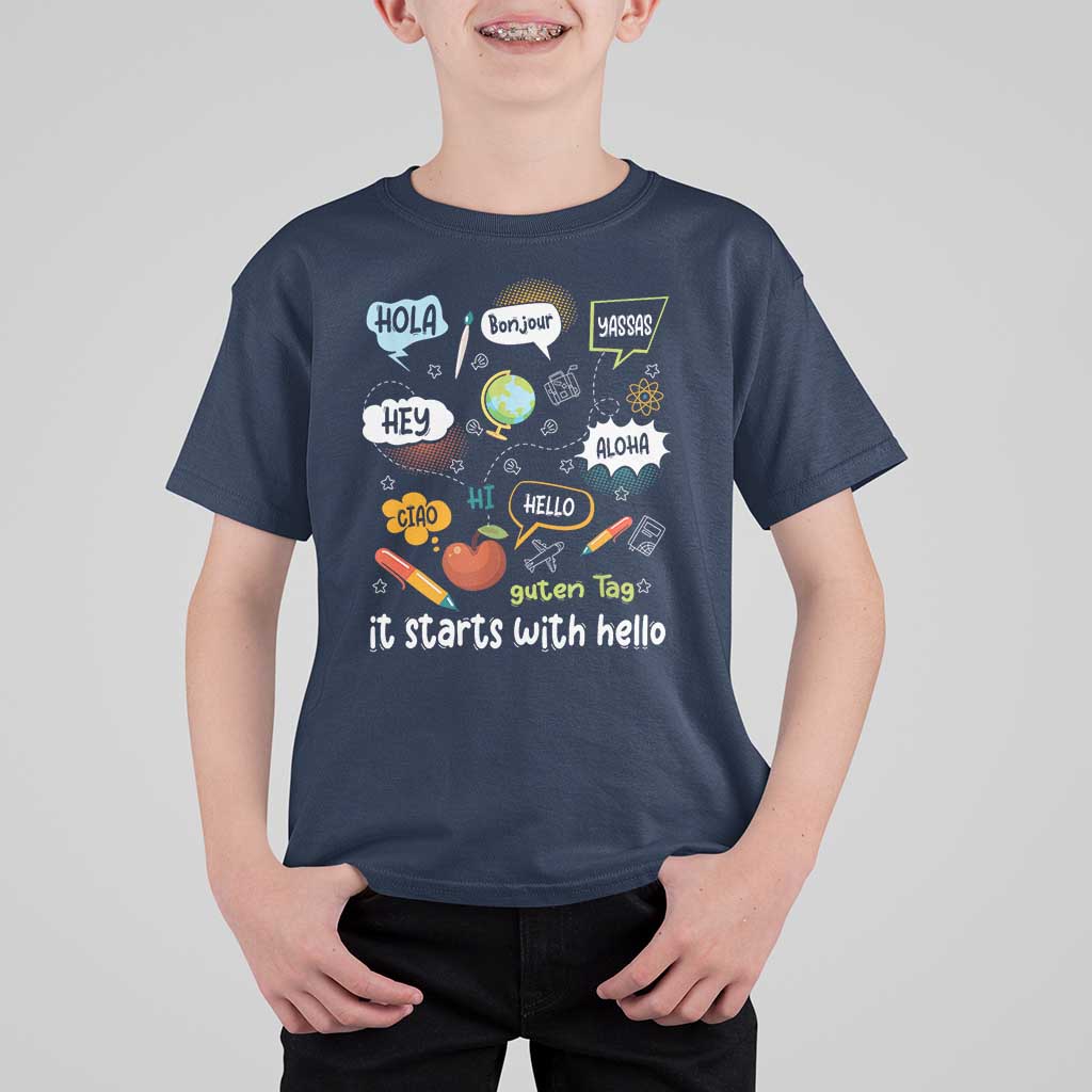 Inclusion Matters T Shirt For Kid It Starts With Hello In Languages - Wonder Print Shop