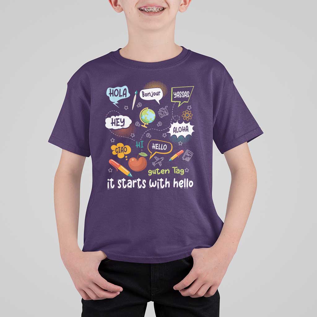 Inclusion Matters T Shirt For Kid It Starts With Hello In Languages - Wonder Print Shop