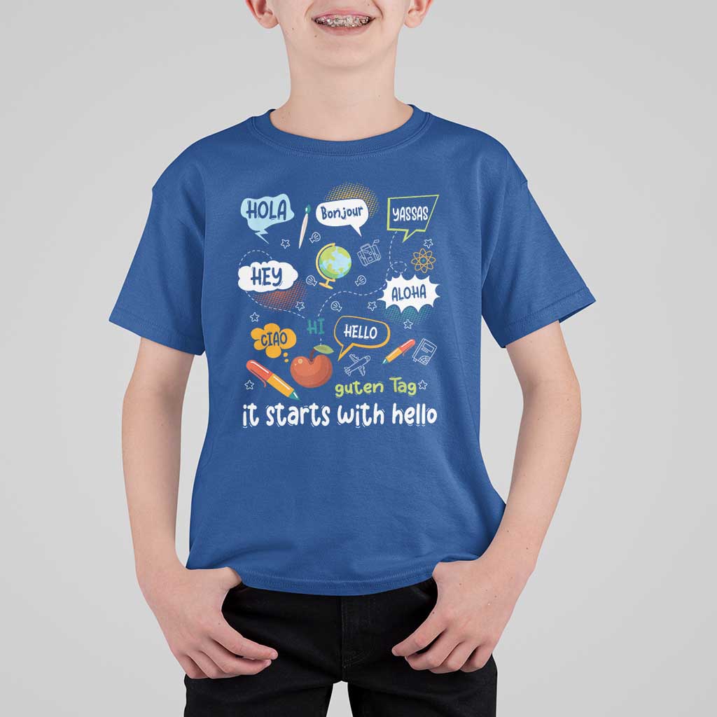 Inclusion Matters T Shirt For Kid It Starts With Hello In Languages - Wonder Print Shop