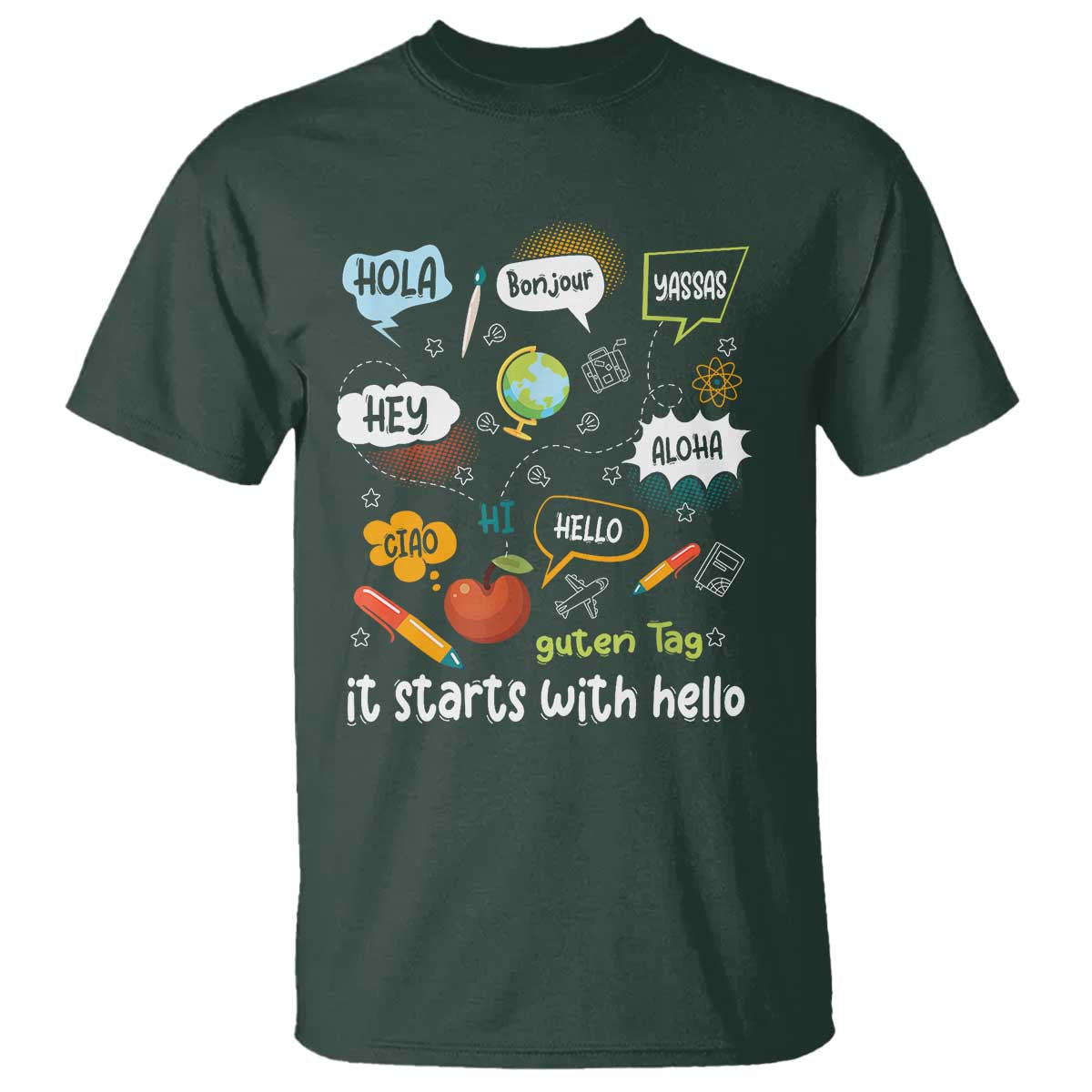 Inclusion Matters T Shirt It Starts With Hello In Languages - Wonder Print Shop