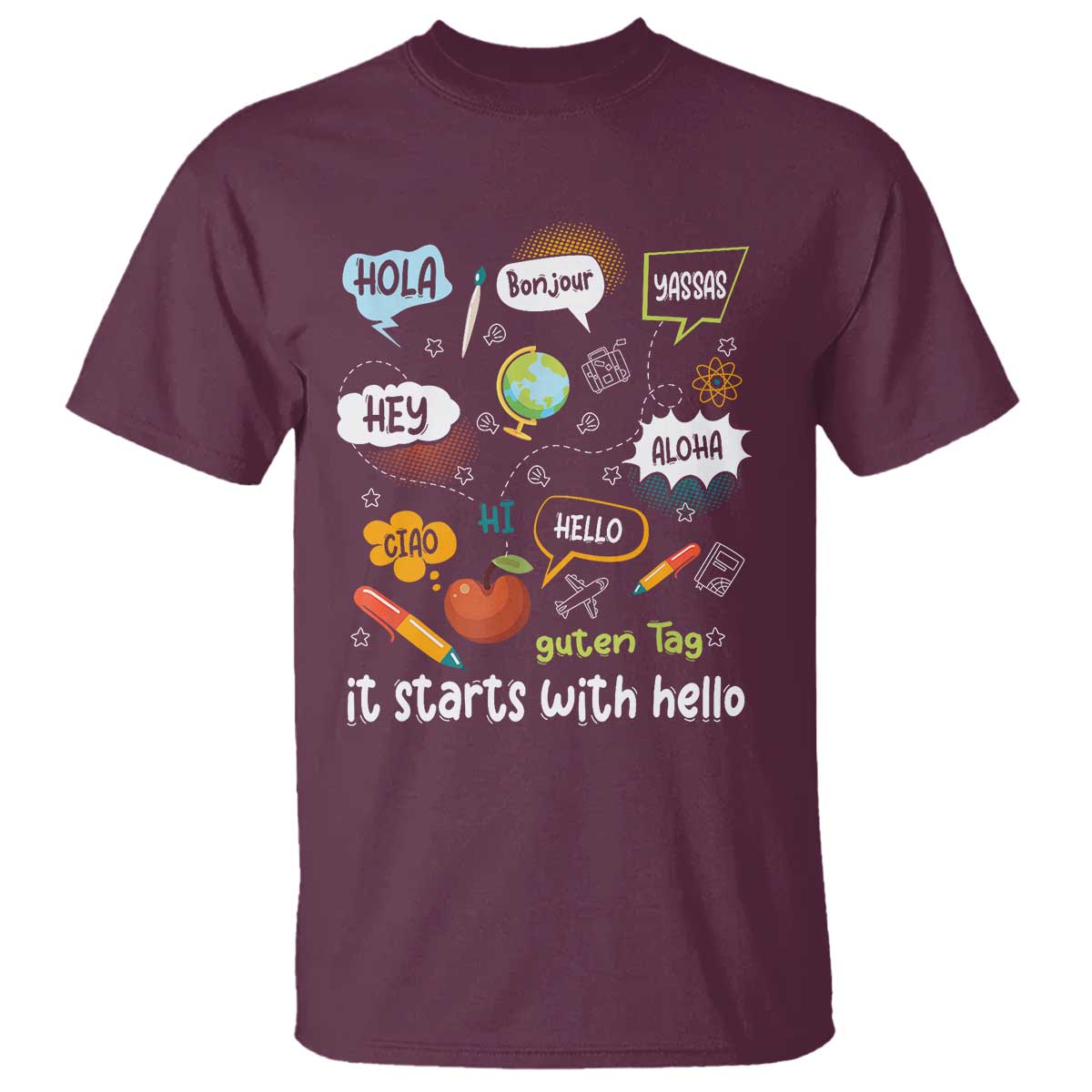Inclusion Matters T Shirt It Starts With Hello In Languages - Wonder Print Shop